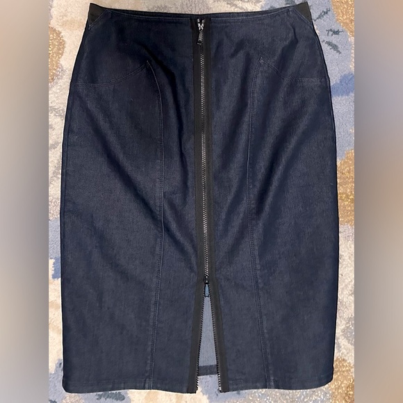Lafayette 148 New York Denim Collection Pencil Skirt Back Full Exposed Zipper - Picture 5 of 6